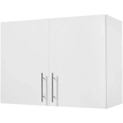 VEVOR Laundry Room Wall Cabinet, 2-Tier Wall Mounted Hanging Cabinet with Adjustable Shelf, 32 in Cupboard Storage with 2 Doors, for Bathroom, Kitchen, Laundry, 16 x 32 x 24 in (D x W x H), White