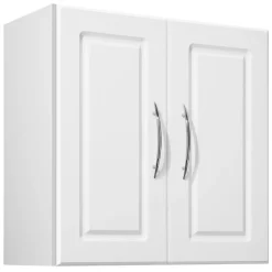 VEVOR Laundry Room Wall Cabinet, 2-Tier Wall Mounted Hanging Cabinet with Adjustable Shelf, 36 in Cupboard Storage with 2 Doors, for Kitchen, Bathroom, Laundry, 16 x 36 x 24 in (D x W x H), White