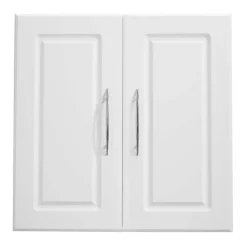 VEVOR Laundry Room Wall Cabinet, 2-Tier Wall Mounted Hanging Cabinet with Adjustable Shelf, 36 in Cupboard Storage with 2 Doors, for Kitchen, Bathroom, Laundry, 16 x 36 x 24 in (D x W x H), White
