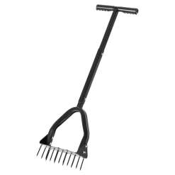 VEVOR Lawn Aerator, 9.2 in Manual Core Aerator Tool with 15 Iron Spikes, Long Handle & Wide Plate, Heavy Duty Grass Aeration Tool, Yard Aerators for Compacted Hardened Soil Lawn Aeration