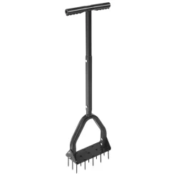 VEVOR Lawn Aerator, 9.2 in Manual Core Aerator Tool with 15 Iron Spikes, Long Handle & Wide Plate, Heavy Duty Grass Aeration Tool, Yard Aerators for Compacted Hardened Soil Lawn Aeration