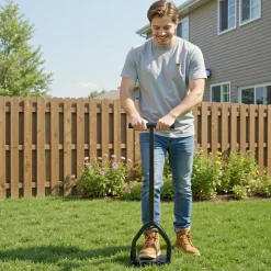 VEVOR Lawn Aerator, 9.2 in Manual Core Aerator Tool with 15 Iron Spikes, Long Handle & Wide Plate, Heavy Duty Grass Aeration Tool, Yard Aerators for Compacted Hardened Soil Lawn Aeration