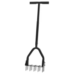 VEVOR Lawn Aerator, 9.2 in Manual Core Aerator Tool with 15 Iron Spikes, Long Handle & Wide Plate, Heavy Duty Grass Aeration Tool, Yard Aerators for Compacted Hardened Soil Lawn Aeration
