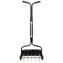 VEVOR Lawn Aerator, 18 in Manual Push Spike Aerator with 4 Wheels & Handle, Heavy Duty Grass Aerators, Supports 40 lbs Added Weight, Rolling Lawn Aeration Tool for Garden Yard Aeration Soil Health