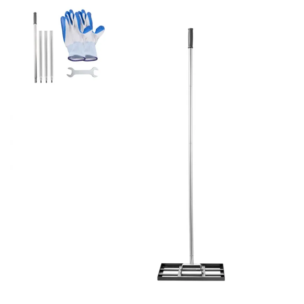 VEVOR Lawn Leveling Rake, Lawn Leveler with 78 in Handle, 17x10 in Ground Plate, Rust-Resistant Carbon Steel Soil Leveler, 5 Heights Adjustable, Effort Saving Lawn Leveling Tool for Yard Golf Court