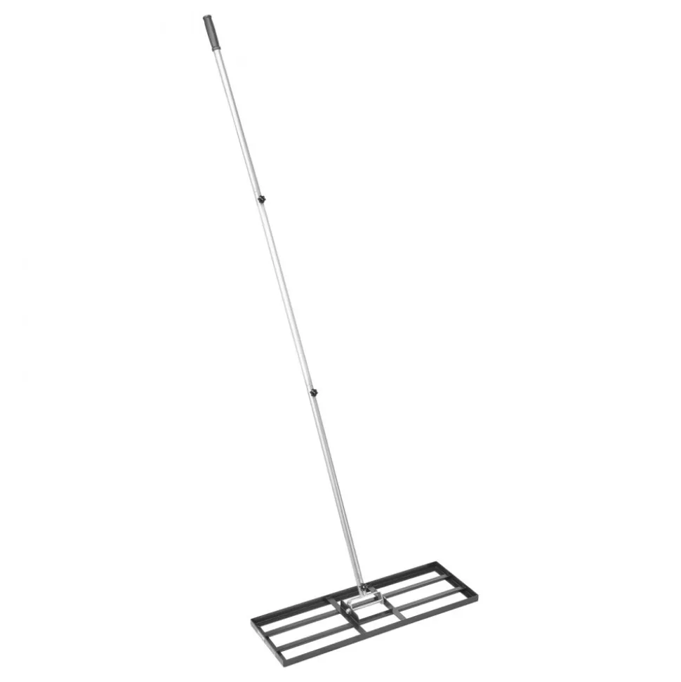 VEVOR Lawn Leveling Rake, Lawn Leveler with 83.9 in Handle, 30x10 in Ground Plate, Rust-Resistant Carbon Steel Soil Leveler, 3 Heights Adjustable, Effort Saving Lawn Leveling Tool for Yard Golf Court