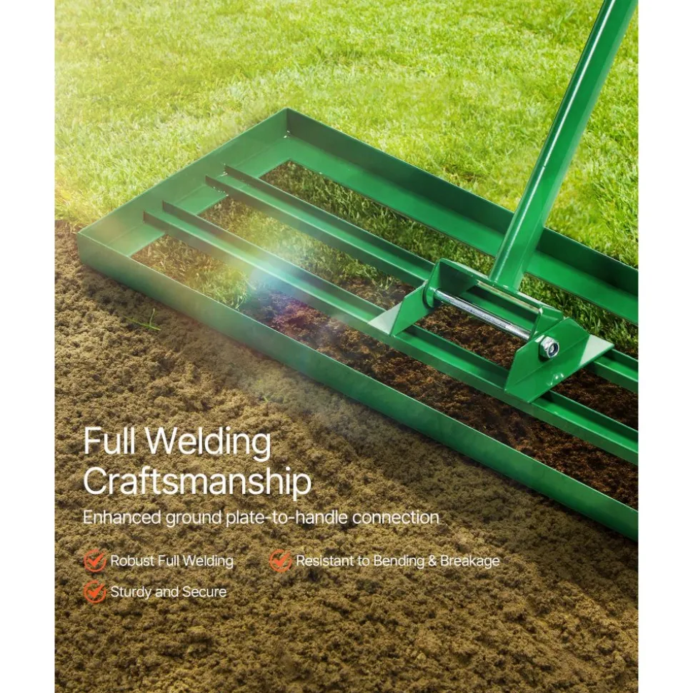 VEVOR Lawn Leveling Rake, 30"x10" Level Lawn Tool, Heavy-duty Lawn Leveler with 78" Steel Extended Handle, Yard Leveling Rake Suit for Garden, Golf Lawn, Farm