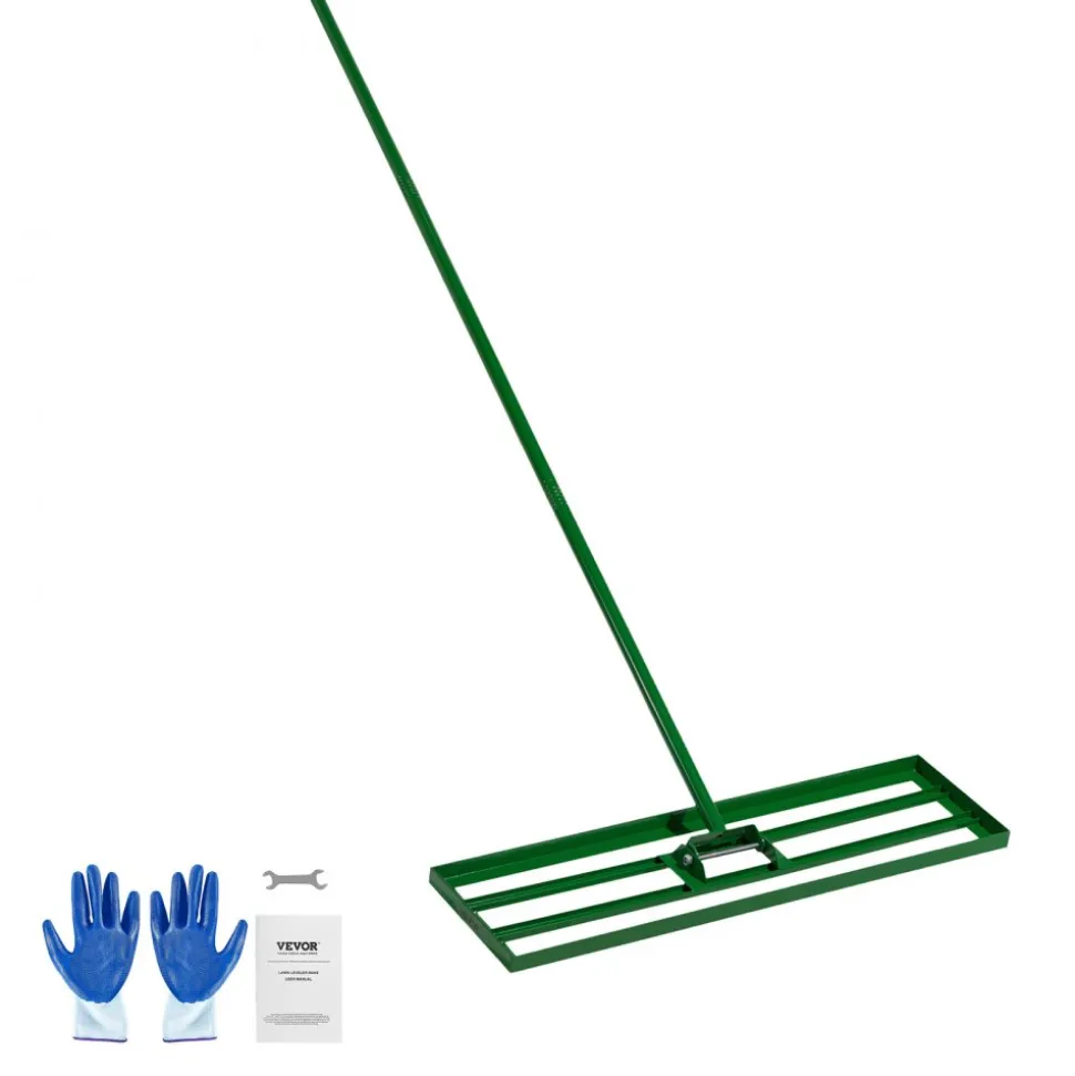 VEVOR Lawn Leveling Rake, 36"x10" Level Lawn Tool, Heavy-duty Lawn Leveler with 78" Steel Extended Handle, Yard Leveling Rake Suit for Garden, Golf Lawn, Farm