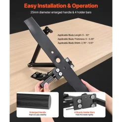 VEVOR Lawn Mower Blade Sharpener, 15° - 45° Adjustable Lawnmower Blade Sharpening Tool with 4 Adapter Pins, Ball Bearing Design & 25mm Enlarged Handle, Compatible with Most Angle Grinders