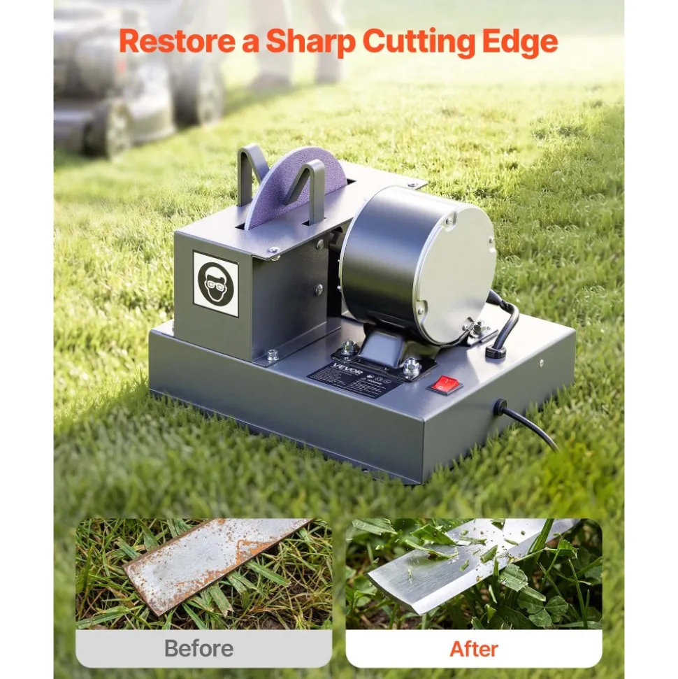 VEVOR Lawn Mower Blade Sharpener, 1/3HP Lawnmower Blades Grinder with 7" Ceramic Grinding Wheel, 30° or 40° Blade Sharpening Machine for High Lift, Low Lift, Gator & Flat Blades