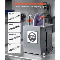 VEVOR Lawn Mower Blade Sharpener, 1/2HP Lawnmower Blades Grinder with 7" Flap Wheel & 9" Ceramic Grinding Wheel, 30° or 40° Blade Sharpening Machine for High Lift, Low Lift, Gator & Flat Blades