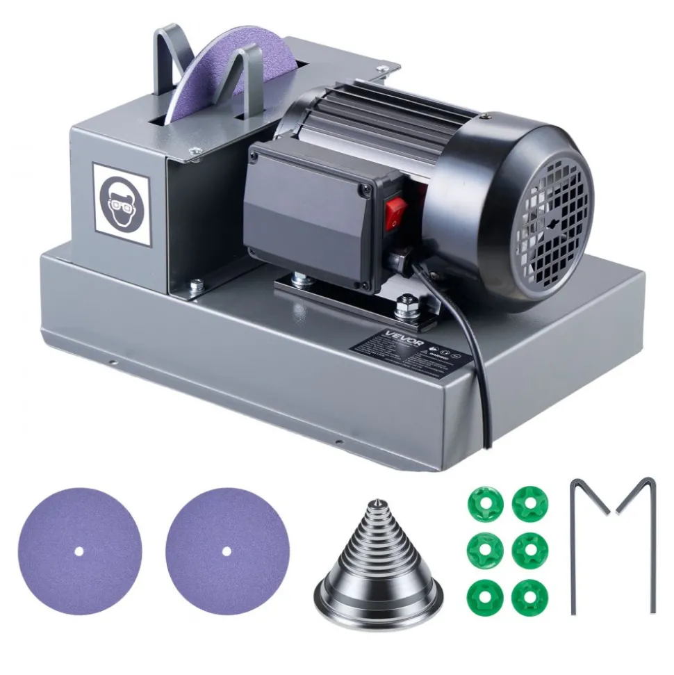 VEVOR Lawn Mower Blade Sharpener, 1/2HP Lawnmower Blades Grinder with 7" Flap Wheel & 9" Ceramic Grinding Wheel, 30° or 40° Blade Sharpening Machine for High Lift, Low Lift, Gator & Flat Blades