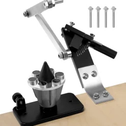 VEVOR Lawn Mower Blade Sharpener and Balancer, 15° - 45° Adjustable Lawnmower Blade Sharpening Tool with 4 Adapter Pins, Ball Bearings & 25mm Enlarged Handle, Compatible with Most Angle Grinders