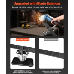VEVOR Lawn Mower Blade Sharpener and Balancer, 15° - 45° Adjustable Lawnmower Blade Sharpening Tool with 4 Adapter Pins, Ball Bearings & 25mm Enlarged Handle, Compatible with Most Angle Grinders