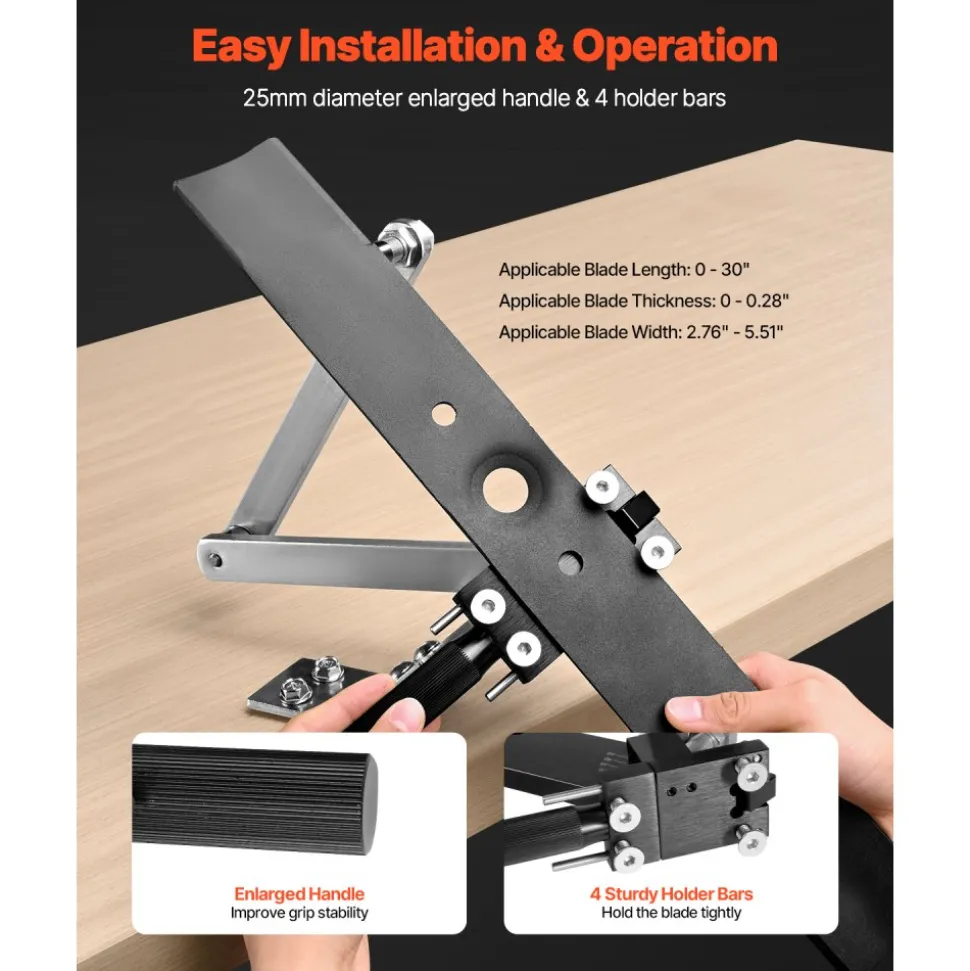 VEVOR Lawn Mower Blade Sharpener and Balancer, 15° - 45° Adjustable Lawnmower Blade Sharpening Tool with 4 Adapter Pins, Ball Bearings & 25mm Enlarged Handle, Compatible with Most Angle Grinders