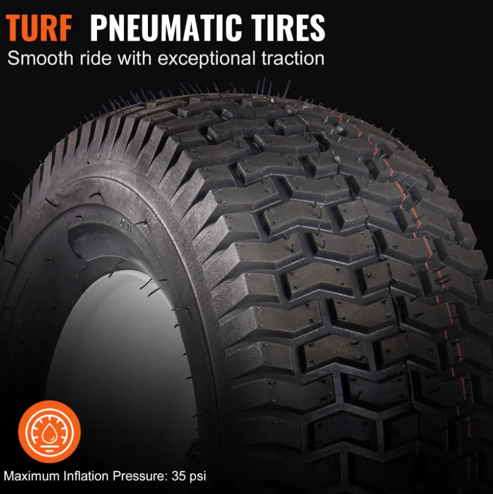 VEVOR Lawn Mower Tires with Rim, 16x6.5-8" Tubeless Tractor Tires, 2-Pack Tire and Wheel Assembly, Turf Pneumatic Tires, 3" Offset Hub, 3/4" Bushing Size, 16 PCS Adapters for Riding Mower Lawn Tractor