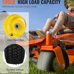 VEVOR Lawn Mower Tires with Rim, 15x6-6" Tubeless Tractor Tires, 2-Pack Tire and Wheel Assembly, S-Turf Pneumatic Tires, 3" Offset Hub, 3/4" Bushing Size, 16 PCS Adapters for Riding Mower Lawn Tractor
