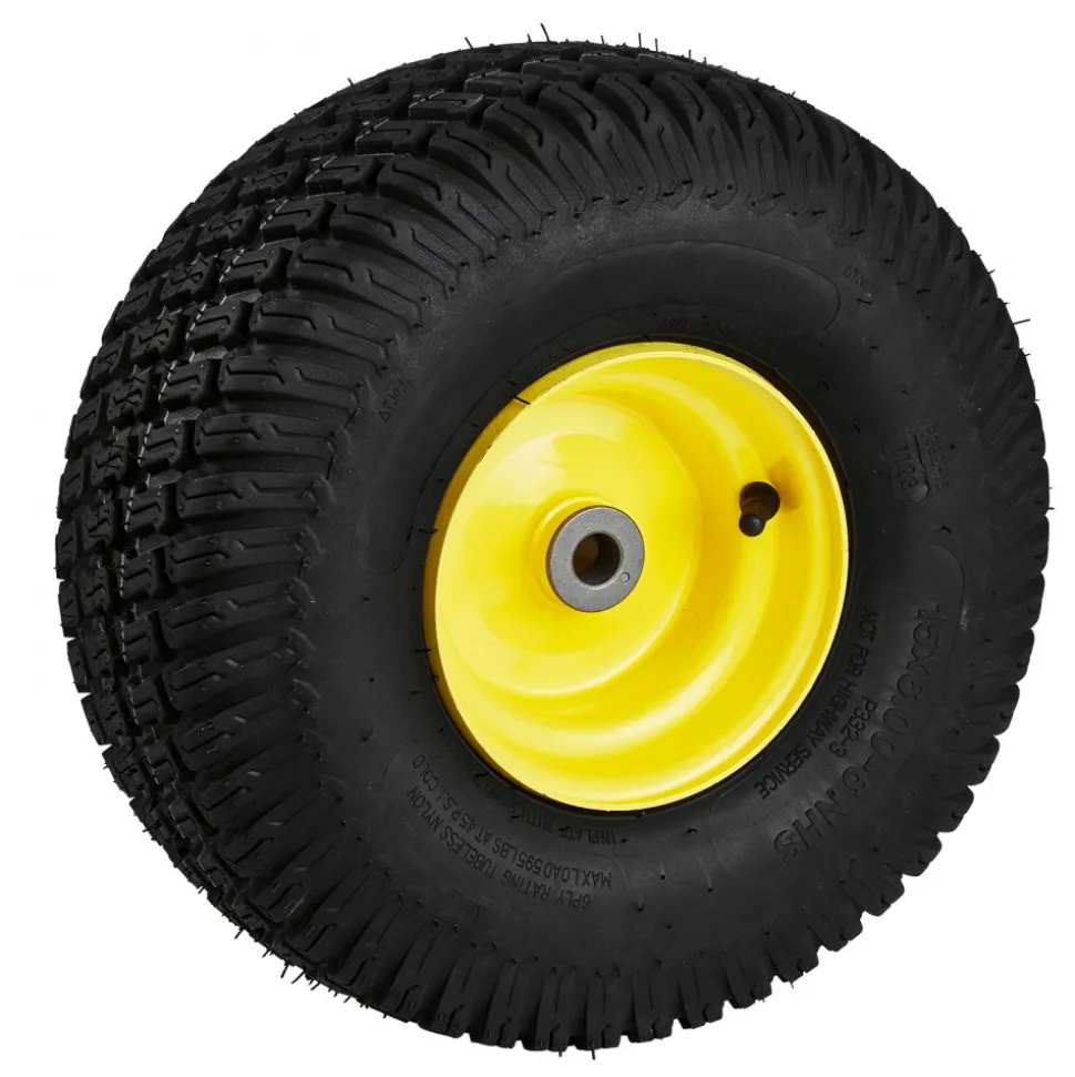 VEVOR Lawn Mower Tires with Rim, 15x6-6" Tubeless Tractor Tires, 2-Pack Tire and Wheel Assembly, S-Turf Pneumatic Tires, 3" Offset Hub, 3/4" Bushing Size, 16 PCS Adapters for Riding Mower Lawn Tractor