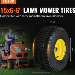 VEVOR Lawn Mower Tires with Rim, 15x6-6