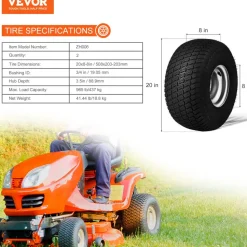 VEVOR Lawn Mower Tires with Rim, 20x8-8