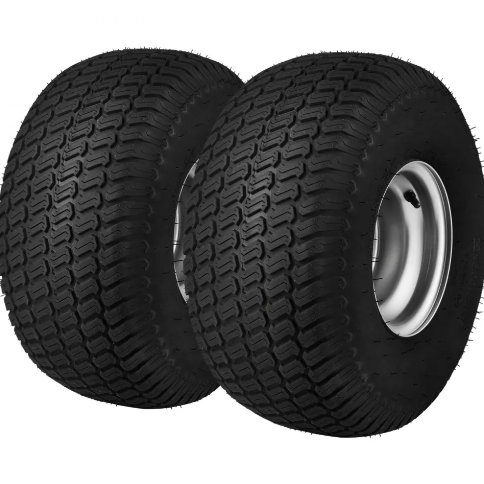 VEVOR Lawn Mower Tires with Rim, 20x8-8" Tubeless Tractor Tires, 2-Pack Tire and Wheel Assembly, S-Turf Pneumatic Tires with 3.5" Offset Hub and 3/4" Bushing Size, for Riding Mowers Lawn Tractors