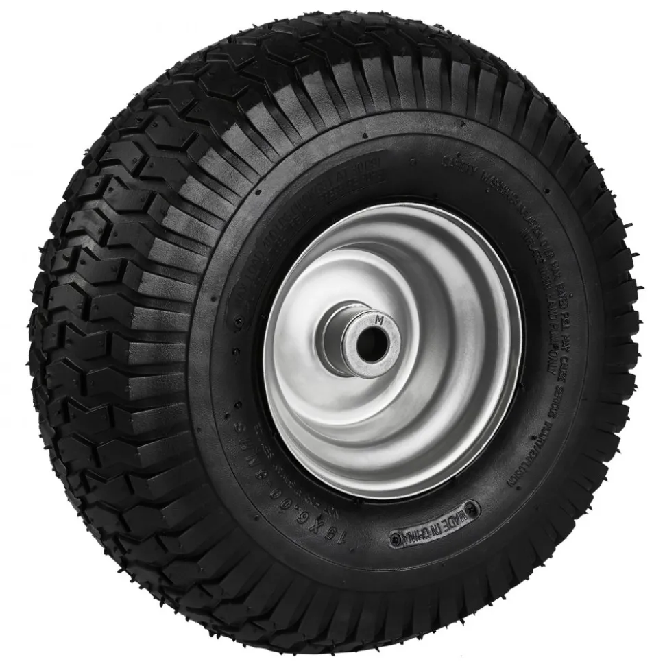 VEVOR Lawn Mower Tires, 15x6-6" Lawn Tractor Tires, 2-Pack Tire and Wheel Assemblies, Turf Pneumatic Tires with 3" Centered Hub and 3/4" Bushing Size, 16 PCS Adapters for Riding Mowers Lawn Tractors