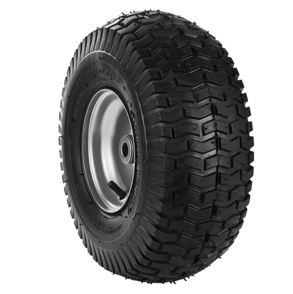 VEVOR Lawn Mower Tires, 15x6-6" Lawn Tractor Tires, 2-Pack Tire and Wheel Assemblies, Turf Pneumatic Tires with 3" Centered Hub and 3/4" Bushing Size, 16 PCS Adapters for Riding Mowers Lawn Tractors