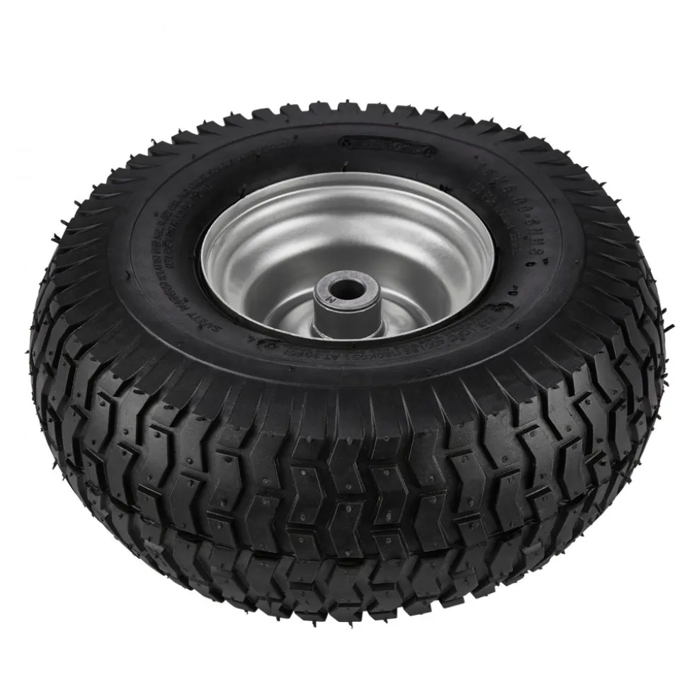 VEVOR Lawn Mower Tires, 15x6-6" Lawn Tractor Tires, 2-Pack Tire and Wheel Assemblies, Turf Pneumatic Tires with 3" Centered Hub and 3/4" Bushing Size, 16 PCS Adapters for Riding Mowers Lawn Tractors