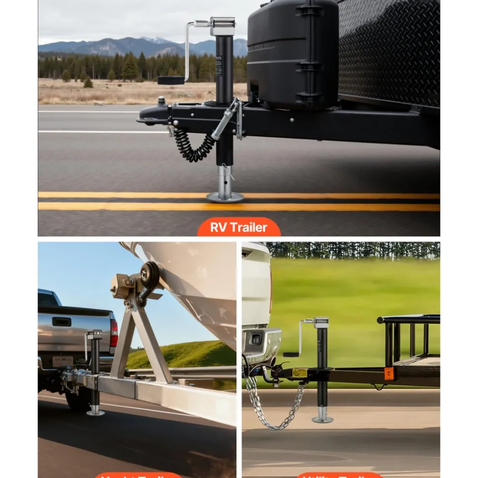 VEVOR 5000 lbs A-Frame Trailer Jack, 15-Inch Vertical Travel, Trailer Lift Jack with Adjustable 7-Level Drop Leg & Drill Socket, Cordless Drill Compatible, Suitable for RV, Utility, Yacht Trailers