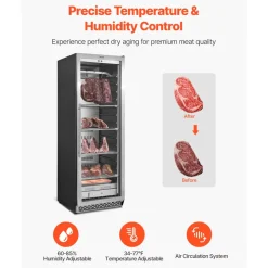VEVOR 298 LBS Dry Aging Fridge for Steaks, Dry Ager Refrigerator for Meat with Precise Temperature & Humidity Control, Freestanding & Built-in Beef Aging Machine for Home Kitchen Restaurant Hotel