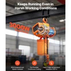 VEVOR 2200 lbs Electric Chain Hoist, 20 ft Lifting Height, 120V Single Phase Overhead Crane with 15 ft Wired Remote Control, G100 Chain Electric Lift Hoist for Factories, Warehouses, Garages