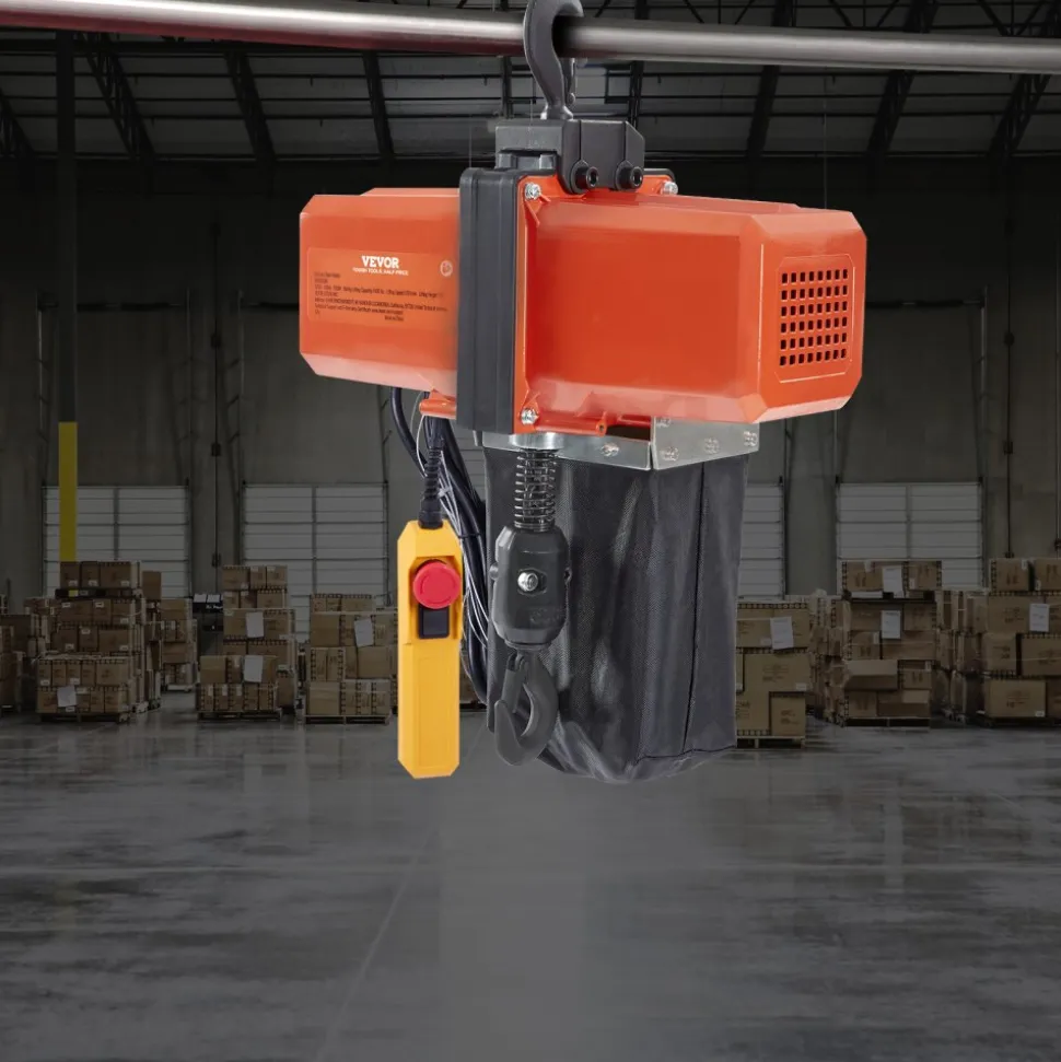 VEVOR 1100 lbs Electric Chain Hoist 15 FT Lifting Height, 120V Electric Hoist, Single Phase Overhead Crane with G100 Chain, 10 ft Wired Remote Control for Garage, Shop, Hotel, Home