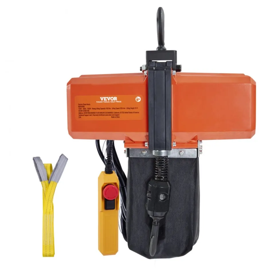 VEVOR 1100 lbs Electric Chain Hoist 15 FT Lifting Height, 120V Electric Hoist, Single Phase Overhead Crane with G100 Chain, 10 ft Wired Remote Control for Garage, Shop, Hotel, Home