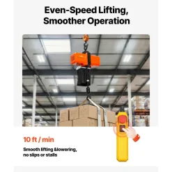 VEVOR 1100 lbs Electric Chain Hoist 15 FT Lifting Height, 120V Electric Hoist, Single Phase Overhead Crane with G100 Chain, 10 ft Wired Remote Control for Garage, Shop, Hotel, Home