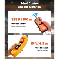 VEVOR 1100 lbs Electric Chain Hoist, 20 ft Lifting Height, 120V Single Phase Overhead Crane with 328 ft Wireless & 15 ft Wired Remote Control, Power Electric Hoist for Factories, Warehouses, Garages