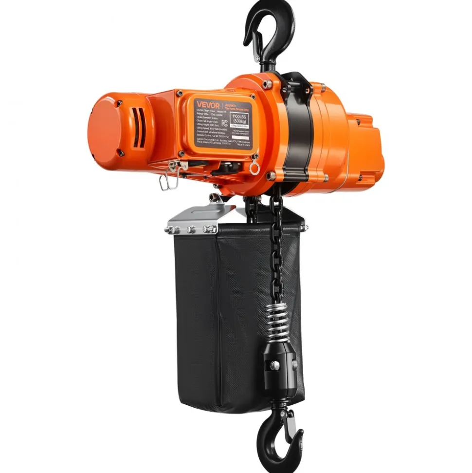 VEVOR 2200 lbs Electric Chain Hoist, 20 ft Lifting Height, Three-Phase Overhead Crane with 328 ft Wireless & 15 ft Wired Remote Control, Double G80 Chain Hoist for Factories, Warehouses, Garages
