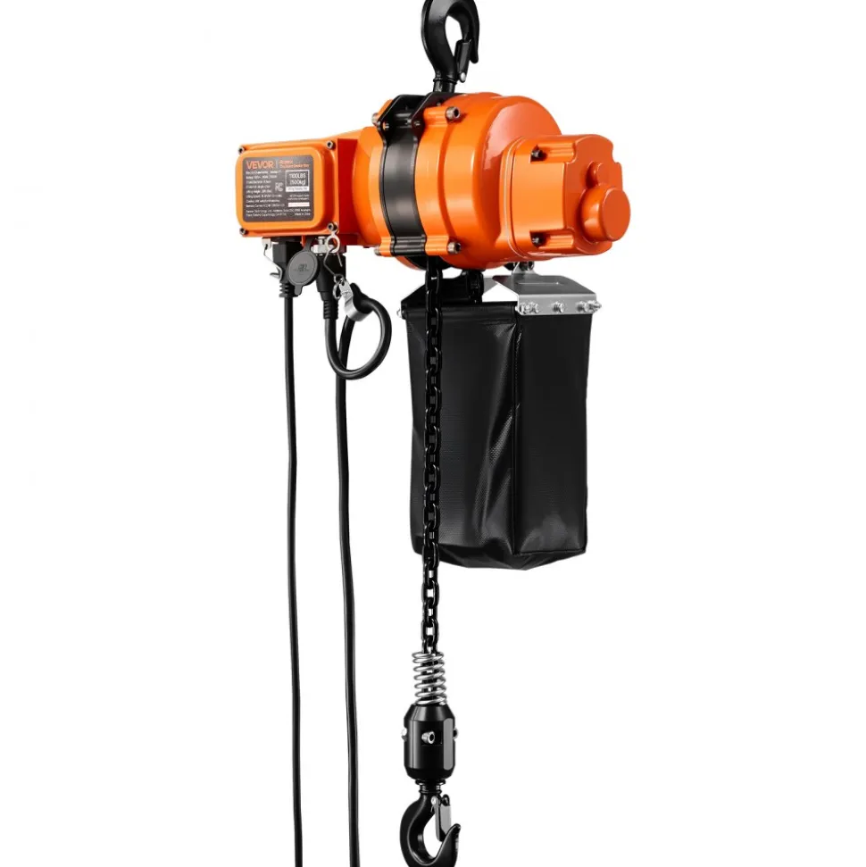 VEVOR 2200 lbs Electric Chain Hoist, 20 ft Lifting Height, Three-Phase Overhead Crane with 328 ft Wireless & 15 ft Wired Remote Control, Double G80 Chain Hoist for Factories, Warehouses, Garages