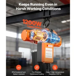 VEVOR 2200 lbs Electric Chain Hoist, 20 ft Lifting Height, Three-Phase Overhead Crane with 328 ft Wireless & 15 ft Wired Remote Control, Double G80 Chain Hoist for Factories, Warehouses, Garages