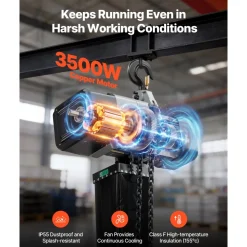 VEVOR 11000 lbs Electric Chain Hoist 30 ft Lift Three-Phase Overhead Crane, Double G100 Chain with 328 ft Wireless & 27 ft Wired Remote Control, 208-240V/440-480V, for Factories, Warehouses, Garages