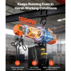 VEVOR 2200 lbs Electric Chain Hoist, 10 ft Lifting Height, 120V Single Phase Overhead Crane with 328 ft Wireless & 8 ft Wired Remote Control, Power Electric Hoist for Factories, Warehouses, Garages