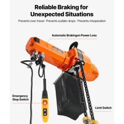 VEVOR 2200 lbs Electric Chain Hoist, 10 ft Lifting Height, 120V Single Phase Overhead Crane with 328 ft Wireless & 8 ft Wired Remote Control, Power Electric Hoist for Factories, Warehouses, Garages