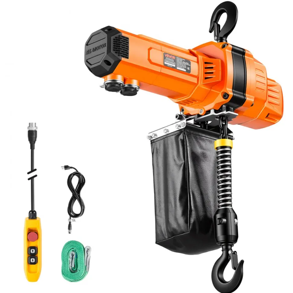 VEVOR 2200 lbs Electric Chain Hoist, 10 ft Lifting Height, 120V Single Phase Overhead Crane with 10 ft Wired Remote Control, G100 Chain Electric Lift Hoist for Factories, Warehouses, Garages