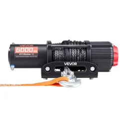 VEVOR 6000 lbs Electric Winch, 12V DC ATV/UTV Winch with Φ0.24 in x 49.2 ft Synthetic Rope, Wireless & Wired Remote Control, IP55 Waterproof, with Fairlead Mount Plate for Towing ATV UTV Off-Road