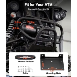 VEVOR 6000 lbs Electric Winch, 12V DC ATV/UTV Winch with Φ0.24 in x 49.2 ft Synthetic Rope, Wireless & Wired Remote Control, IP55 Waterproof, with Fairlead Mount Plate for Towing ATV UTV Off-Road