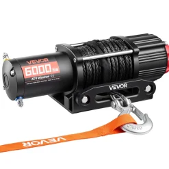 VEVOR 6000 lbs Electric Winch, 12V DC ATV/UTV Winch with Φ0.24 in x 49.2 ft Synthetic Rope, Wireless & Wired Remote Control, IP55 Waterproof, with Fairlead Mount Plate for Towing ATV UTV Off-Road