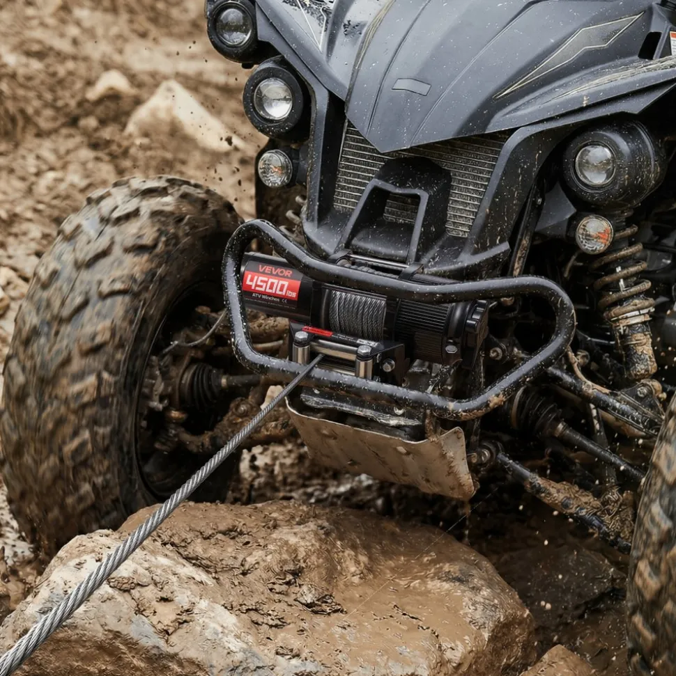 VEVOR 4500 lbs Electric Winch, 12V DC ATV/UTV Winch with Φ0.24 in x 39.4 ft Steel Wire Rope, Wireless & Wired Remote Control, IP54 Waterproof, Roller Fairlead Mount Plate for Towing ATV UTV Off-Road