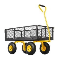 VEVOR 900 Lbs Heavy Duty Steel Garden Cart, Garden Wagon Cart on Wheels, Outdoor Metal Yard Utility Wagon Carts with 10