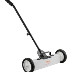 VEVOR 45Lbs Rolling Magnetic Sweeper with Wheels, Push-Type Magnetic Pick Up Sweeper, 18-inch Large Magnet Pickup Lawn Sweeper, Magnet with Telescoping Handle, Easy Cleanup of Workshop Garage Yard