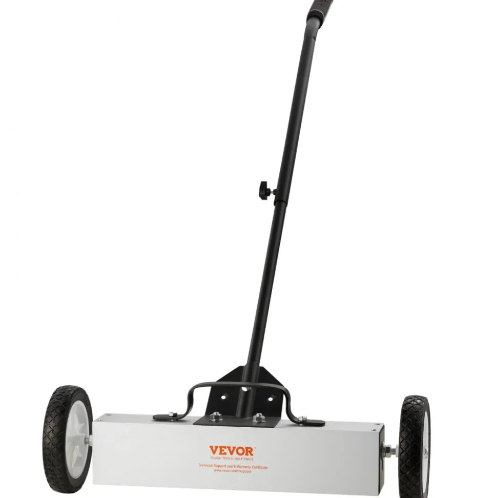 VEVOR 45Lbs Rolling Magnetic Sweeper with Wheels, Push-Type Magnetic Pick Up Sweeper, 18-inch Large Magnet Pickup Lawn Sweeper, Magnet with Telescoping Handle, Easy Cleanup of Workshop Garage Yard
