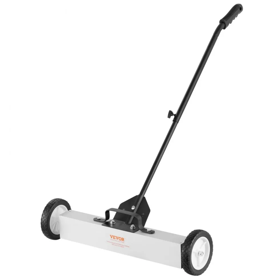 VEVOR 50Lbs Rolling Magnetic Sweeper with Wheels, Push-Type Magnetic Pick Up Sweeper, 24-inch Large Magnet Pickup Lawn Sweeper with Telescoping Handle, Easy Cleanup of Workshop Garage Yard
